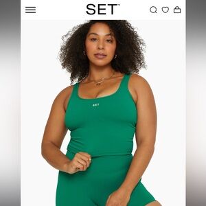 Set Active Scoop Tank Bra in Palm - XL